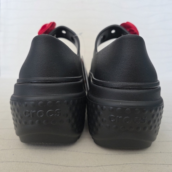 Crocs Womens Stomp Rosette Mary Jane Black Platform Clogs w/ Flower Size 9 NEW - Picture 5 of 11